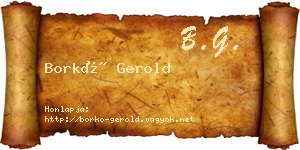 Borkó Gerold névjegykártya